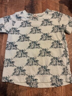 kate quinn Light Mint Tee with Navy Nature Print